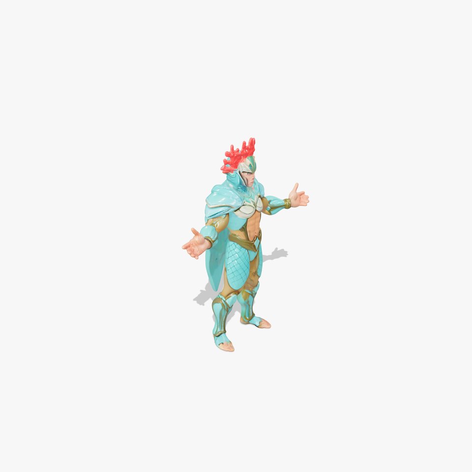 Aquatic Guardian Warrior With Coral Helmet Armor